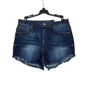 Kancan Denim Blue Jean Shorts High Rise Size Large NEW NWT Dark Wash